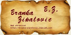 Branka Zipalović vizit kartica